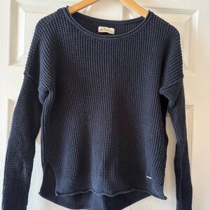 Waffle Knit Crewneck Sweater - Navy